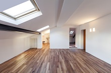 Interior, empty attic, mansard